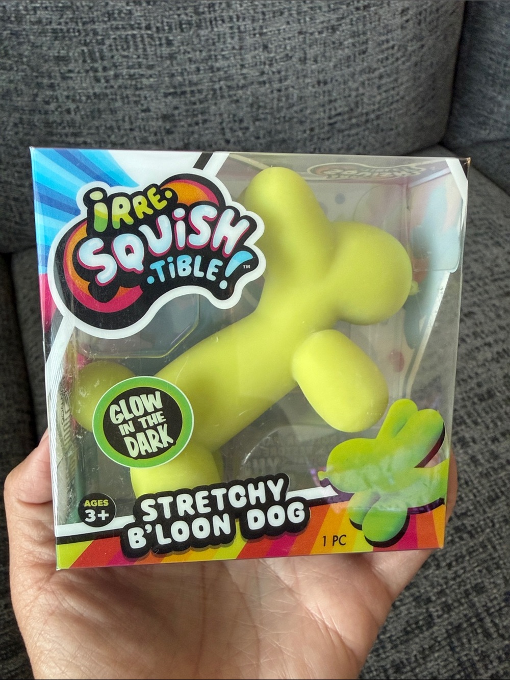BNIB Viral Jaru Toys Irre-Squish-Tible! Stretchy B’Loon Dog, Glow in the Dark